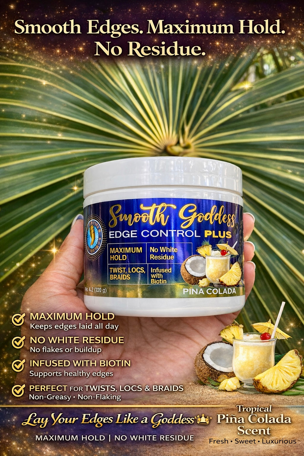 Smooth Goddess Edge Control Plus Pina Colada 4oz