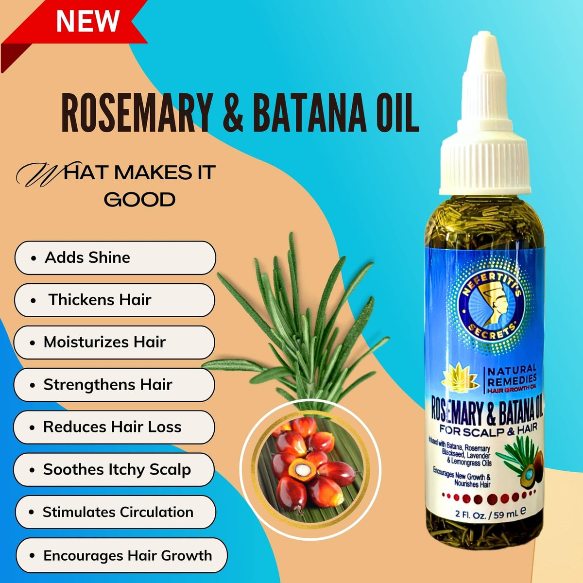 Nefertiti’s Secrets Rosemary &amp; Batana Oil 2oz
