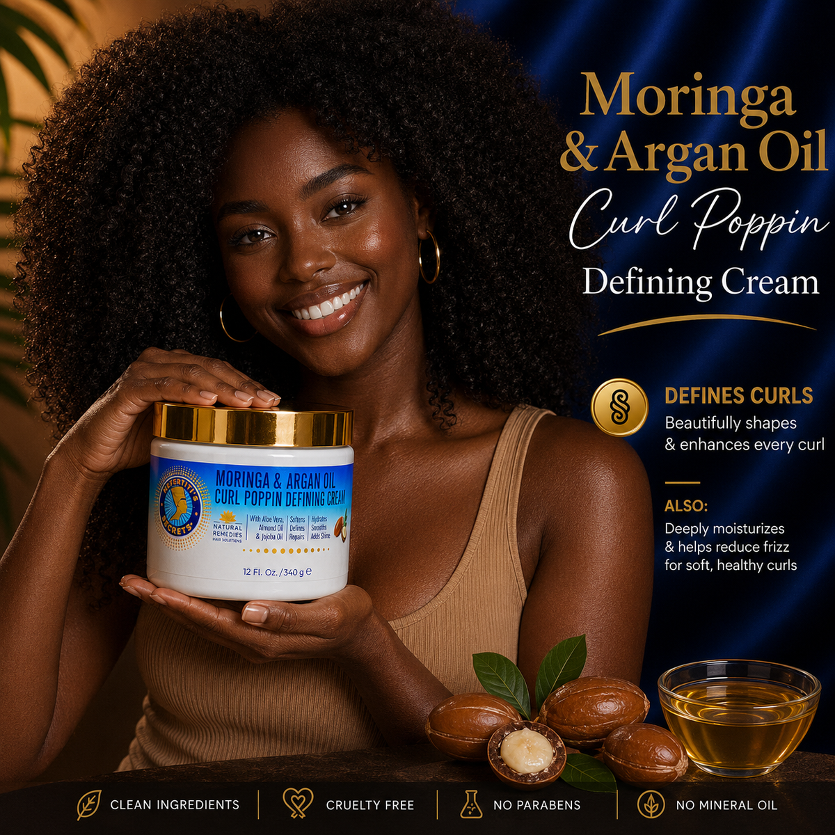 Moringa &amp; Argan Oil Curl Poppin Cream 12oz