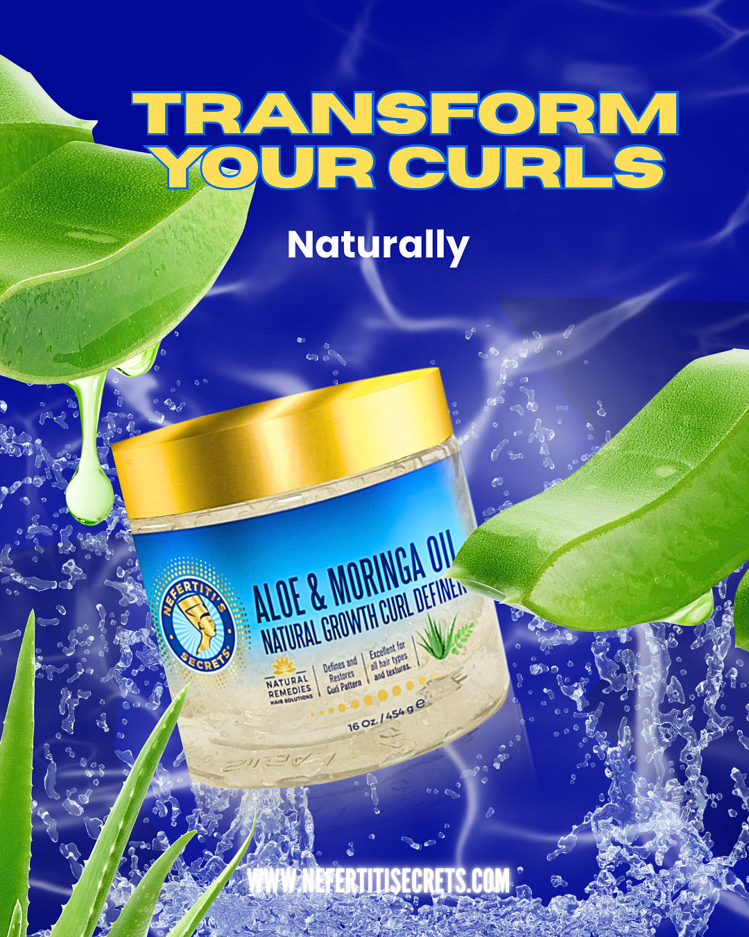 Aloe &amp; Moringa Oil Natural Growth Curl Definer 8oz